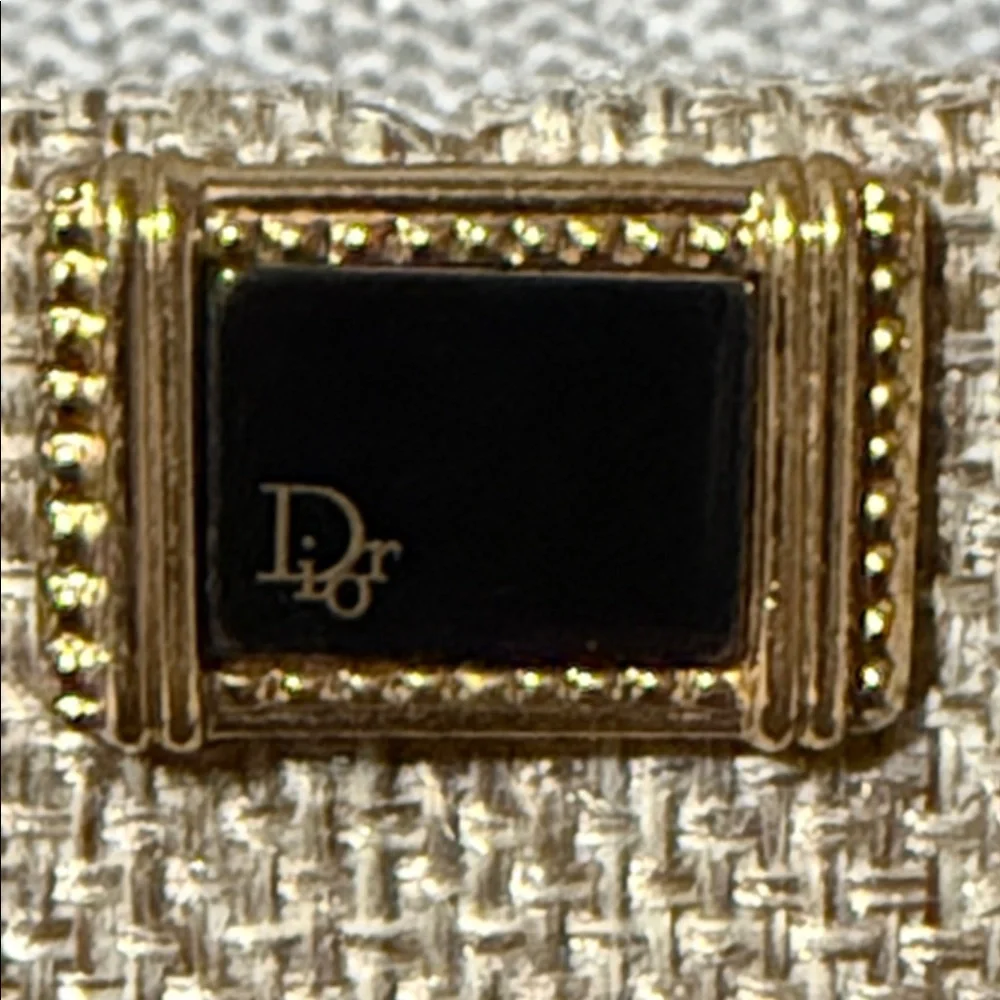 Dior Authentic Black and Gold Cufflinks with Tie Pin
